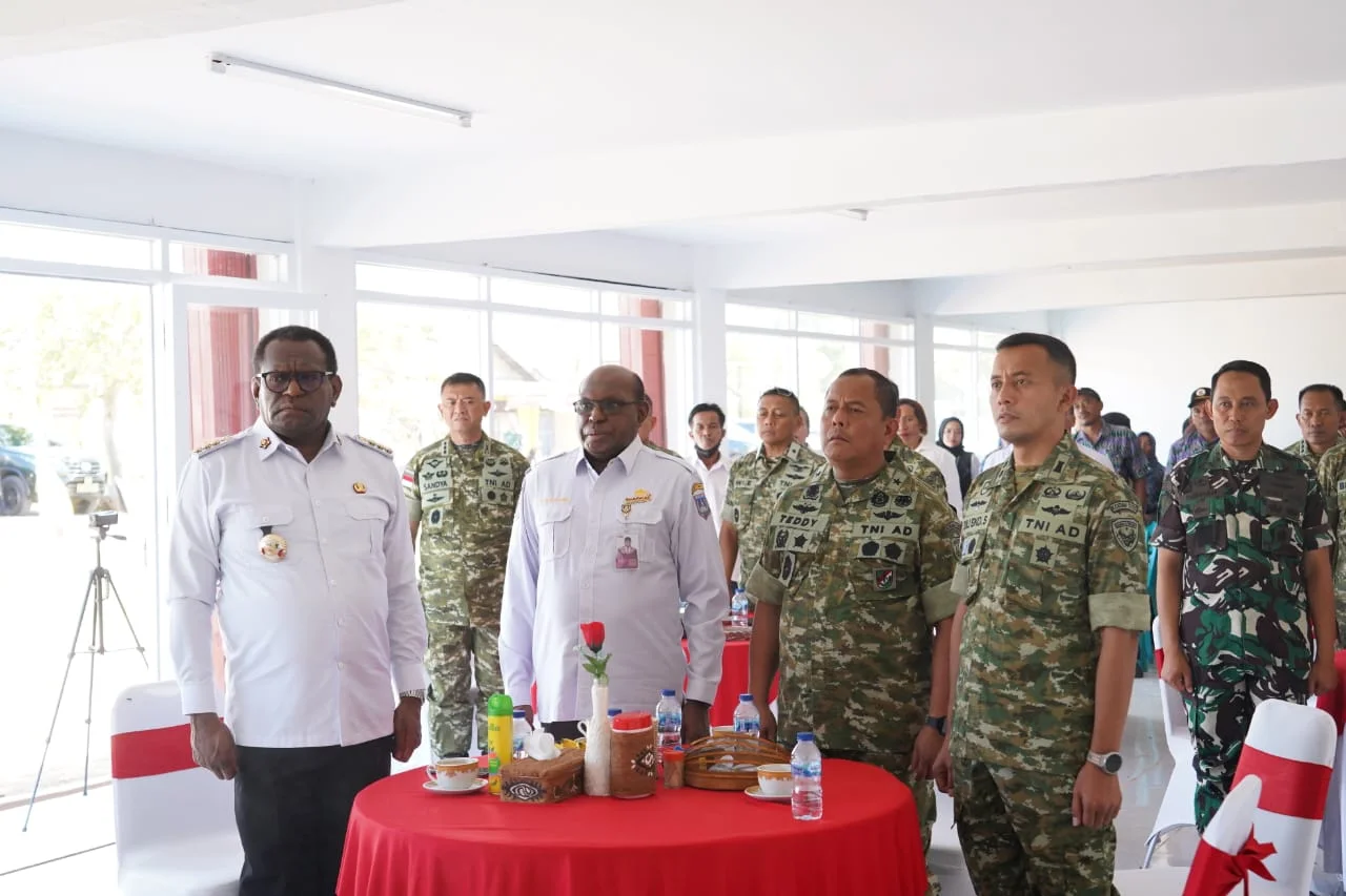 Kasdam XXIV/MT Ikuti Vicon Peresmian 1.061 Titik KDKMP, Dukung Penguatan Ekonomi Kerakyatan di Papua Selatan