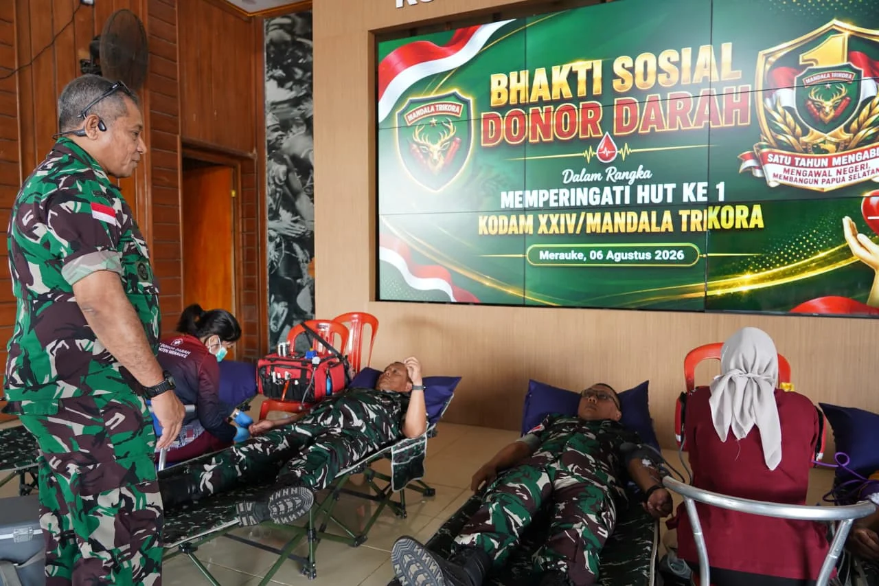 Donor Darah HUT Ke-1 Kodam XXIV/MT, Kasdam dan Ketua Persit Ajak Tebar Kepedulian untuk Sesam