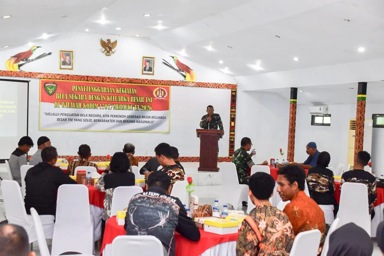 PERKOKOH NASIONALISME, KODIM 1707/MERAUKE GELAR PEMBINAAN BELA NEGARA DENGAN KELUARGA BESAR TNI