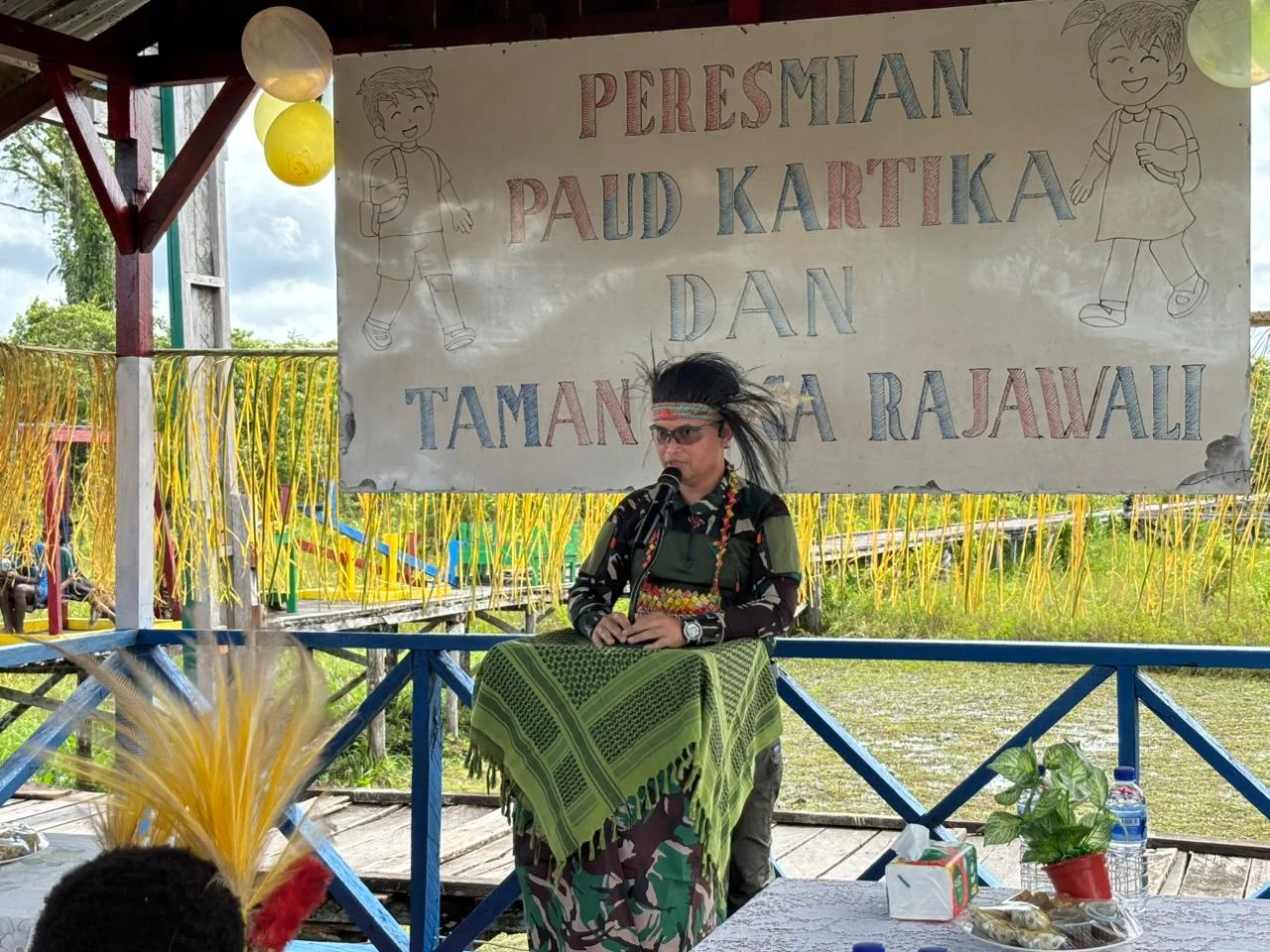 Dansatgas Yonif 123/Rajawali Resmikan PAUD Kartika dan Taman Baca Rajawali di Pos Tomor