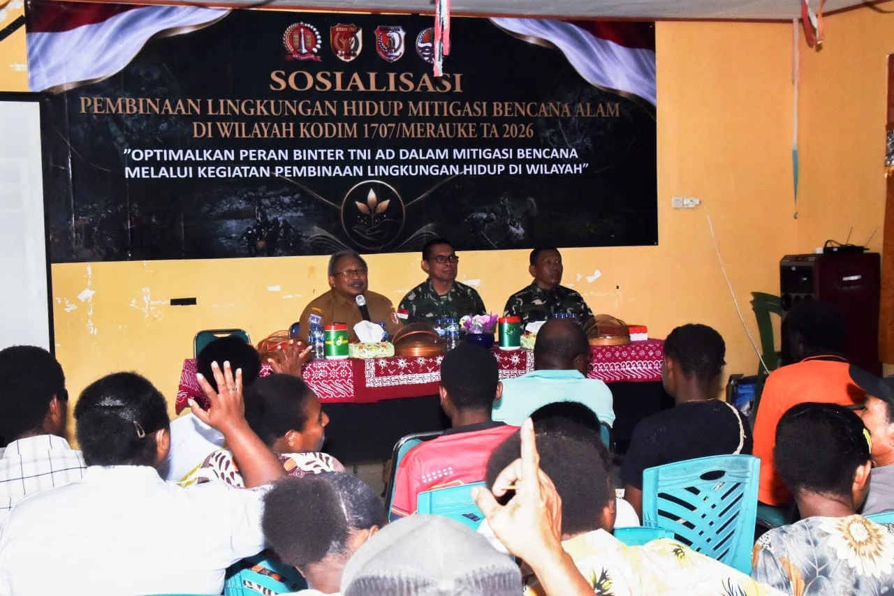 KODIM 1707/MERAUKE AJAK WARGA KAMPUNG BUTI PEDULI LINGKUNGAN DAN SIAGA HADAPI BENCANA